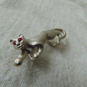 matte gray pink crystal eyes Panther necklace slider / enhancer